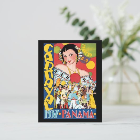 ヴィンテージ旅行1937パナマカーニバルパーティー女性 招待状 (スタンド正面)