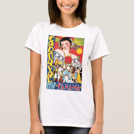 ヴィンテージ旅行1937パナマカーニバルパーティー女性 Tシャツ (正面)