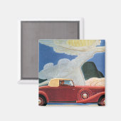 ヴィンテージ旅行、アンティークレッドカークラウドウーマン マグネット (正面/裏面)