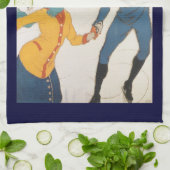 ヴィンテージ旅行,アールデコ,冬のダボスのスイス キッチンタオル (折り畳み)