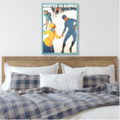 ヴィンテージ旅行,アールデコ,冬のダボスのスイス キャンバスプリント (インサイチュ (寝室))