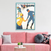 ヴィンテージ旅行,アールデコ,冬のダボスのスイス キャンバスプリント (インサイチュ (リビング))