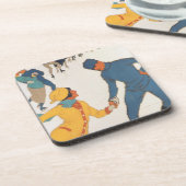 ヴィンテージ旅行，アールデコ，冬のダボスのスイス コースター (左側)