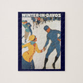 ヴィンテージ旅行,アールデコ,冬のダボスのスイス ジグソーパズル (縦)