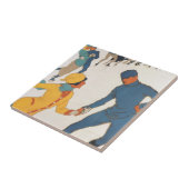 ヴィンテージ旅行，アールデコ，冬のダボスのスイス タイル (側面)