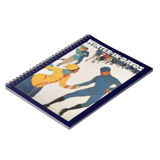 ヴィンテージ旅行，アールデコ，冬のダボスのスイス ノートブック (左側)