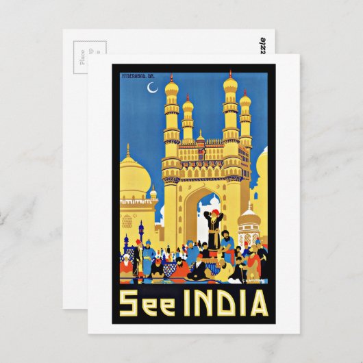 ヴィンテージ旅行， 「インディア・エイサ」を参照 ポストカード (正面/裏面)