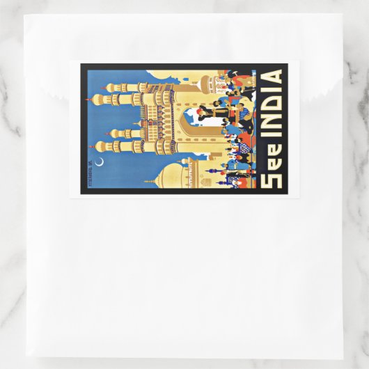 ヴィンテージ旅行， 「インディア・エイサ」を参照 長方形シール (バッグ)