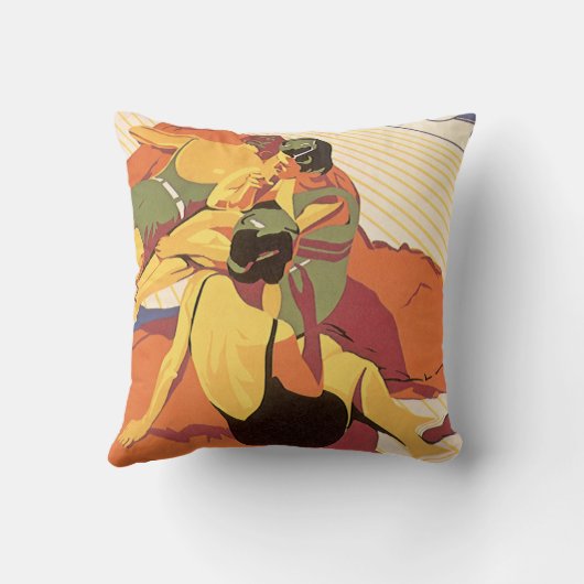 ヴィンテージ旅行、クルーズ船での休暇 クッション (裏面)