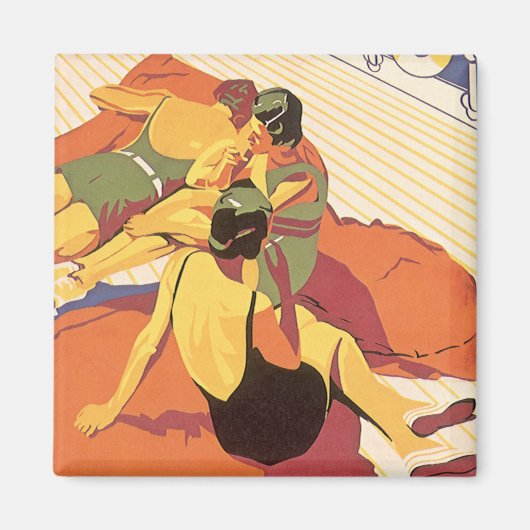 ヴィンテージ旅行、クルーズ船での休暇 マグネット (正面)