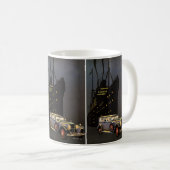 ヴィンテージ旅行、クルーズ船とアンティーク車 コーヒーマグカップ (正面右)