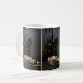 ヴィンテージ旅行、クルーズ船とアンティーク車 コーヒーマグカップ (正面左)