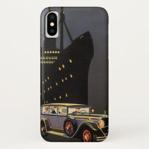 ヴィンテージ旅行、クルーズ船とアンティーク車 iPhone X ケース