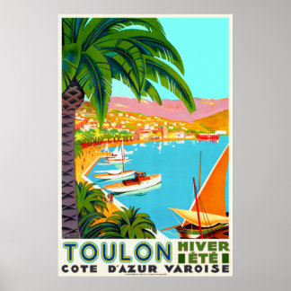 ヴィンテージ旅行 – コートダジュールTouron France ポスター