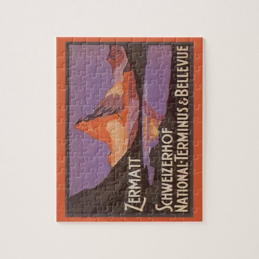ヴィンテージ旅行、スイスのマターホルン山 ジグソーパズル (縦)