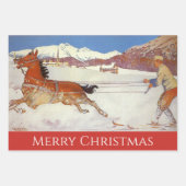 ヴィンテージ旅行、スイスの冬クリスマス ラッピングペーパーシート (正面2)