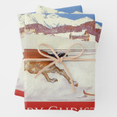 ヴィンテージ旅行、スイスの冬クリスマス ラッピングペーパーシート (インサイチュ)