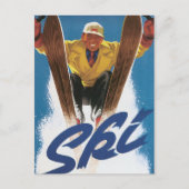 ヴィンテージ旅行、スキースキー雪、アドレスの変更 案内ポストカード (正面)