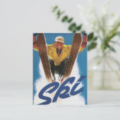 ヴィンテージ旅行、スキースキー雪、アドレスの変更 案内ポストカード (スタンド正面)