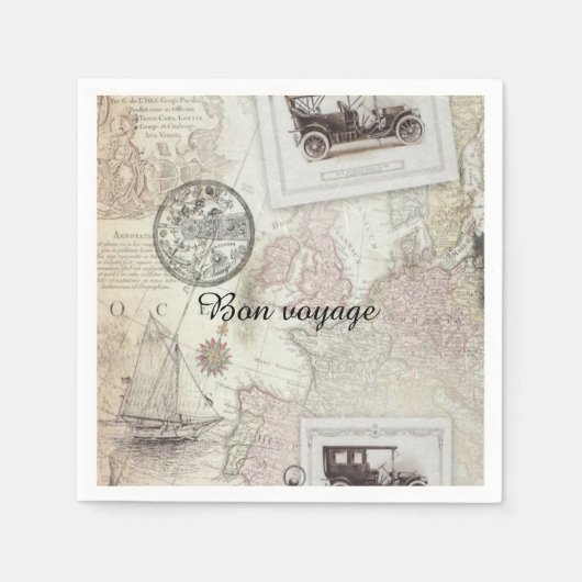 ヴィンテージ旅行 スタンダードカクテルナプキン (正面)