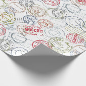 ヴィンテージ旅行/スタンプラッピング紙 ラッピングペーパー (角)