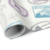 ヴィンテージ旅行/スタンプラッピング紙 ラッピングペーパー (ロールコーナー)