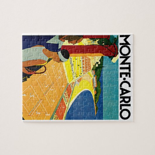 ヴィンテージ旅行，テニス，スポーツ，モンテカルロ・モナコ ジグソーパズル (横)