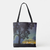 ヴィンテージ旅行,ドイツ,夜の黄色のバス トートバッグ (裏面)