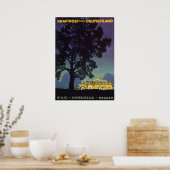 ヴィンテージ旅行,ドイツ,夜の黄色のバス ポスター (キッチン)