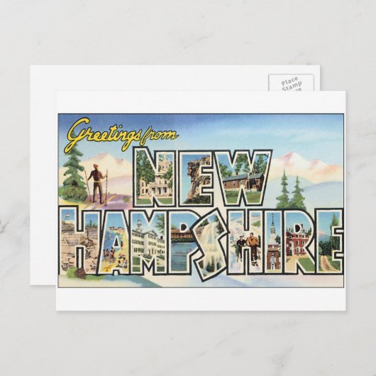ヴィンテージ旅行、ニューハンプシャー州からの挨拶 ポストカード (正面/裏面)