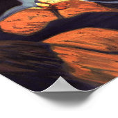 ヴィンテージ旅行、ノルウェーフィヨルドの土地の真夜中の太陽 ポスター (角)