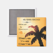 ヴィンテージ旅行、ハワイのヤシの木の日付を保存！ マグネット (正面/裏面)
