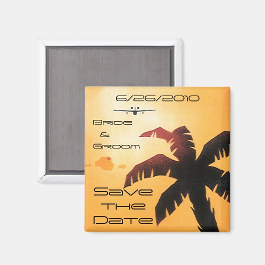 ヴィンテージ旅行、ハワイのヤシの木の日付を保存！ マグネット (正面/裏面)