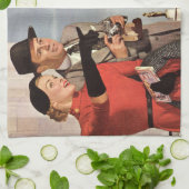 ヴィンテージ旅行-パリの恋人 キッチンタオル (折り畳み)