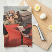 ヴィンテージ旅行-パリの恋人 キッチンタオル (四つ折り)