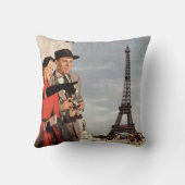 ヴィンテージ旅行 – パリの恋人 クッション (裏面)