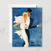 ヴィンテージ旅行、モンテカルロでラブロマンス冬 ポストカード (正面/裏面)