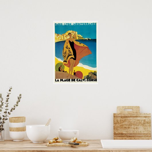 ヴィンテージ旅行,ラプラージュデカルヴィフランス ポスター (キッチン)
