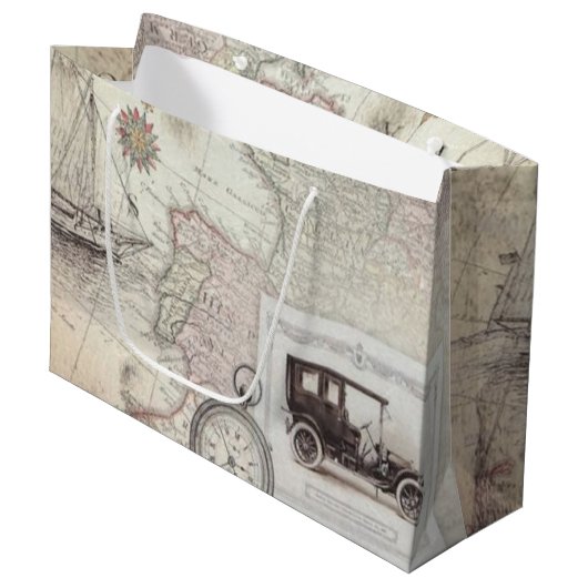 ヴィンテージ旅行 ラージペーパーバッグ (正面アングル)