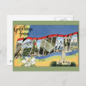 ヴィンテージ旅行、ルイジアナ湾からの挨拶 ポストカード (正面/裏面)