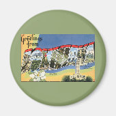 ヴィンテージ旅行、ルイジアナ湾からの挨拶 マグネット (正面)