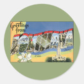 ヴィンテージ旅行、ルイジアナ湾からの挨拶 ラウンドシール (正面)