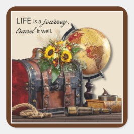 ヴィンテージ旅行 |人生は旅だ スクエアシール