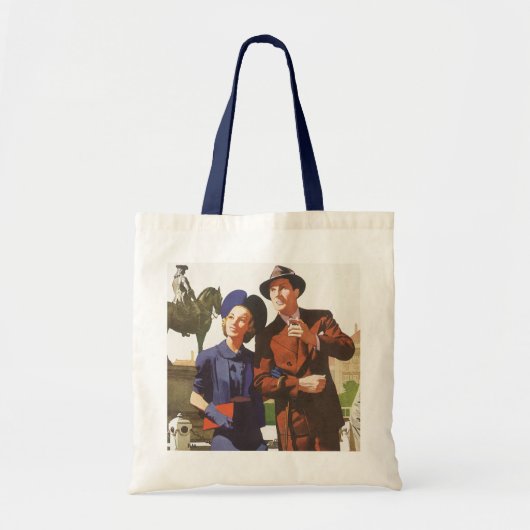 ヴィンテージ旅行、休暇中の観光客の名所巡り トートバッグ (正面)