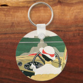 ヴィンテージ旅行、国のコンバーチブルカー キーホルダー (正面)