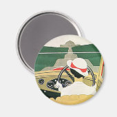 ヴィンテージ旅行、国のコンバーチブルカー マグネット (正面/裏面)