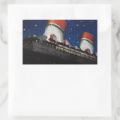 ヴィンテージ旅行、夜のクルーズ船での休暇 長方形シール (バッグ)