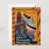 ヴィンテージ旅行 – 大西洋横断フランスの線 ポストカード (正面/裏面)