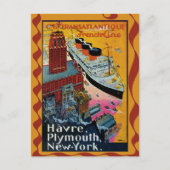 ヴィンテージ旅行 – 大西洋横断フランスの線 ポストカード (正面)