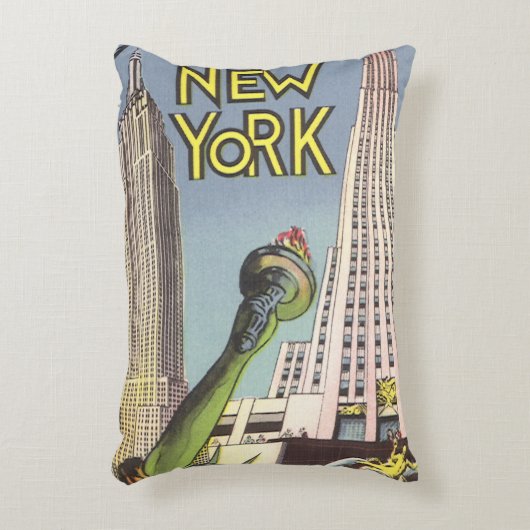 ヴィンテージ旅行、有名なニューヨーク市ランドマーク アクセントクッション (正面(垂直))